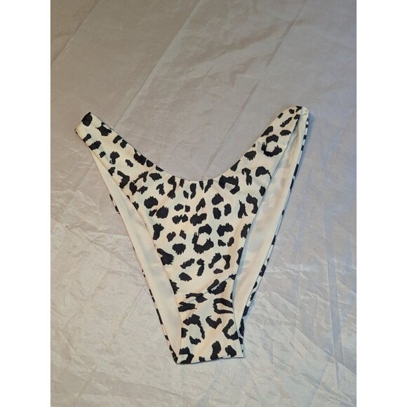 AERIE SWIMWEAR Women's Black White Leopard Print Bikini Bottom Medium NWT 1131 - Picture 1 of 10
